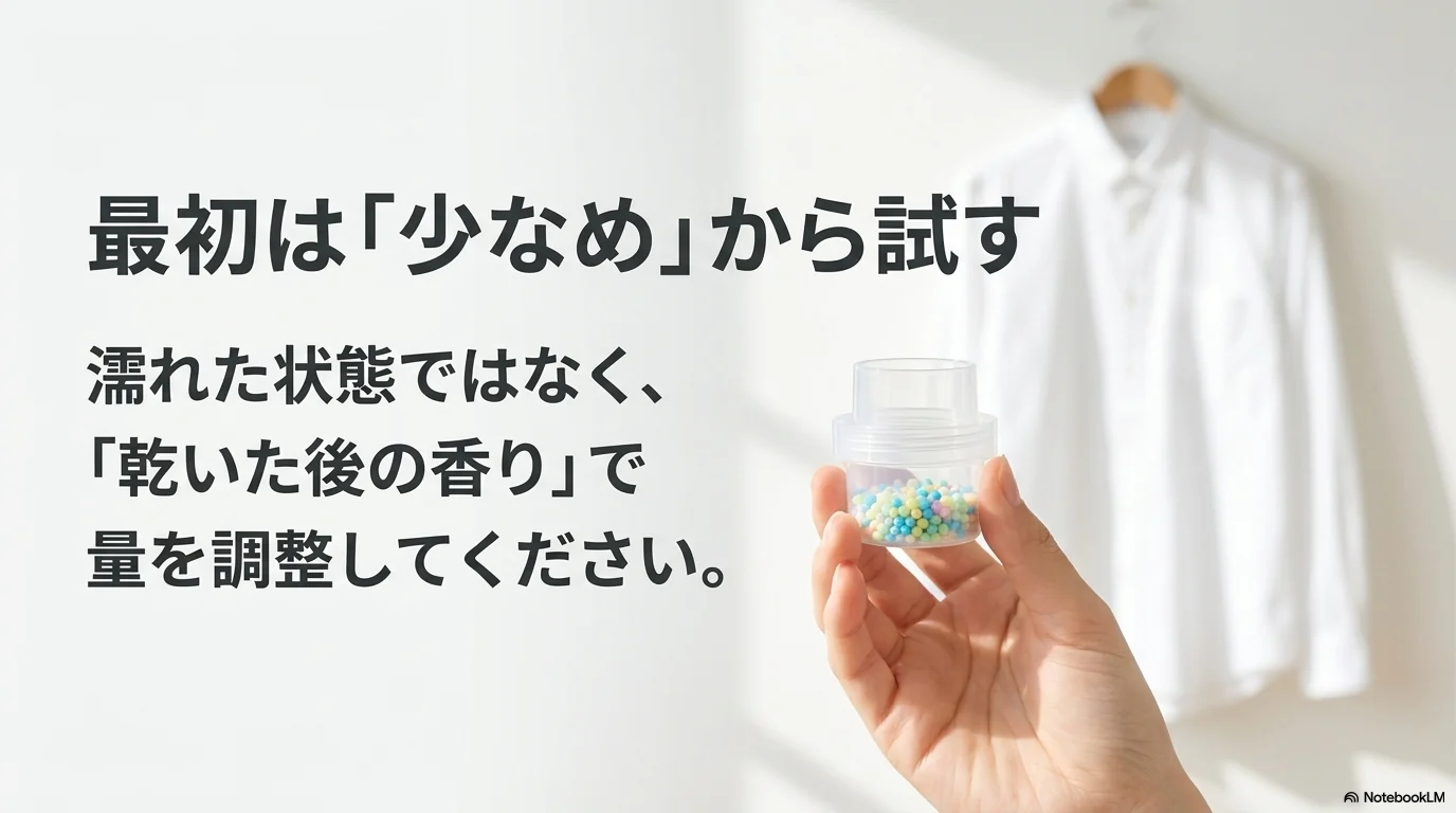 アロマジュエルは最初に少なめから試して乾いた後の香りで量を調整する