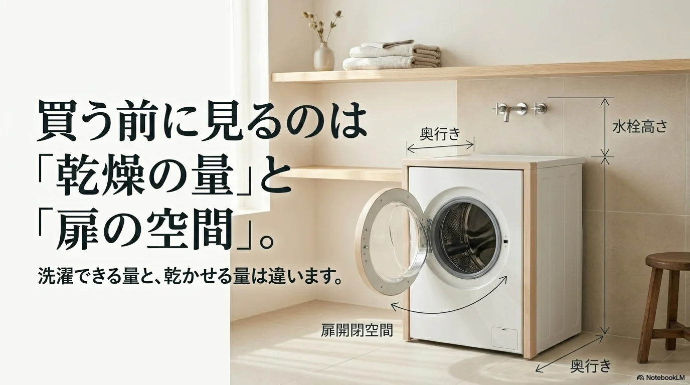 ドラム式洗濯機を買う前に乾燥容量と扉の開きや設置スペースを見るポイント