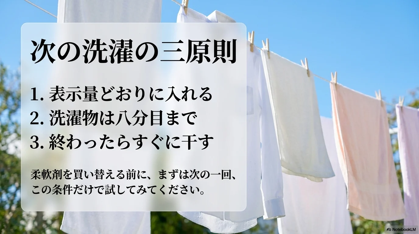 柔軟剤の匂いが残らない時に次の洗濯で試す三原則