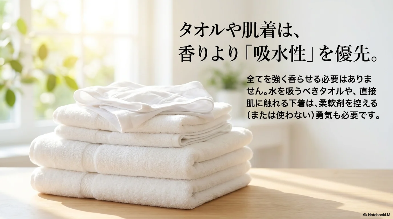 タオルや肌着は柔軟剤の香りより吸水性を優先する