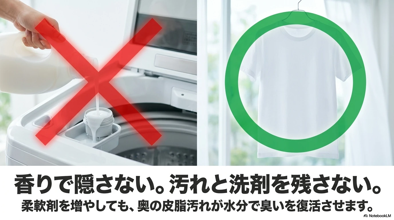 部屋干し臭は香りで隠さず汚れと洗剤を残さないことが大切