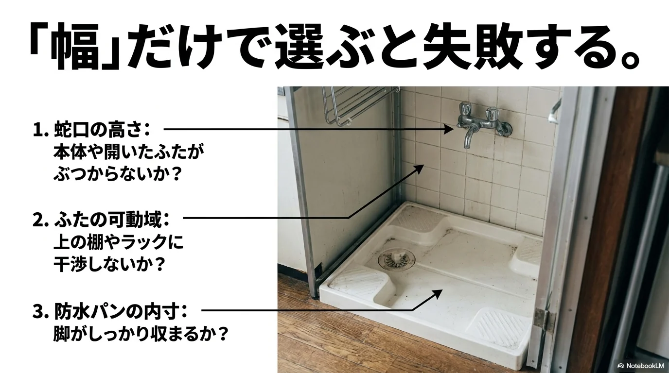 洗濯機を買う前に蛇口の高さや防水パンや搬入経路を確認するチェック項目