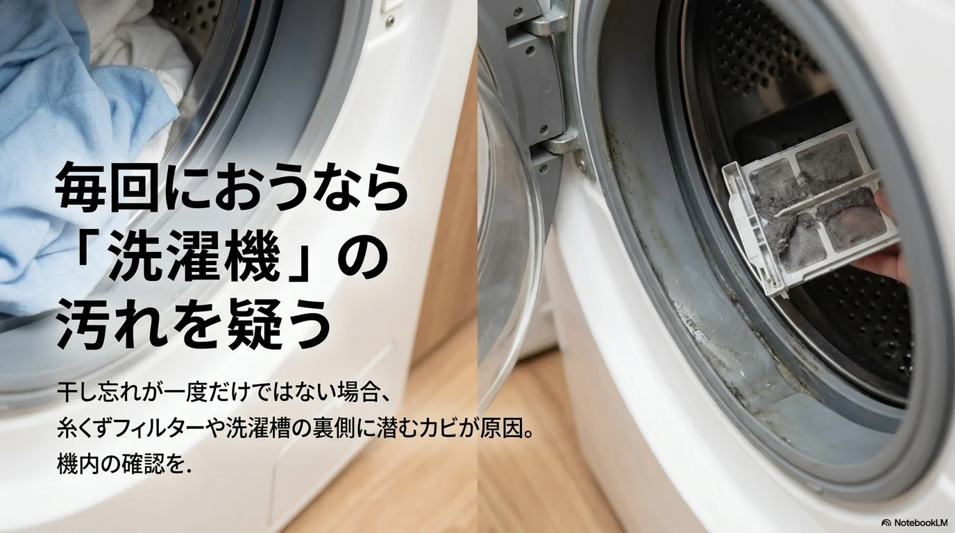 毎回臭いが出る時は洗濯機の汚れも確認する