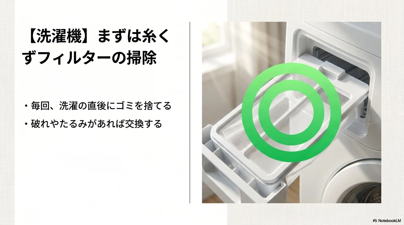 洗濯機の糸くずフィルターを洗濯後に掃除するポイント