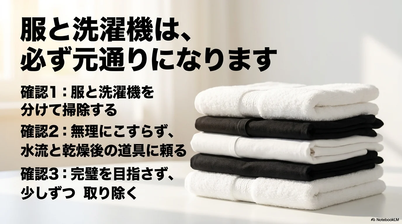 ティッシュを洗った後に服と洗濯機を元通りにする確認ポイント