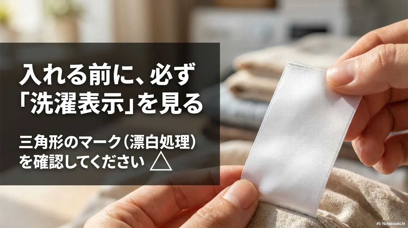 酸素系漂白剤を入れる前に洗濯表示の漂白処理マークを確認する