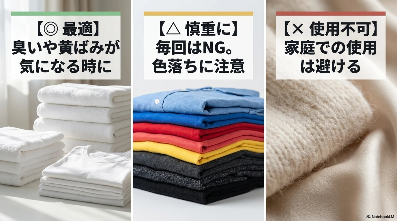 白物は使いやすく色柄物やデリケート素材は慎重に判断する目安