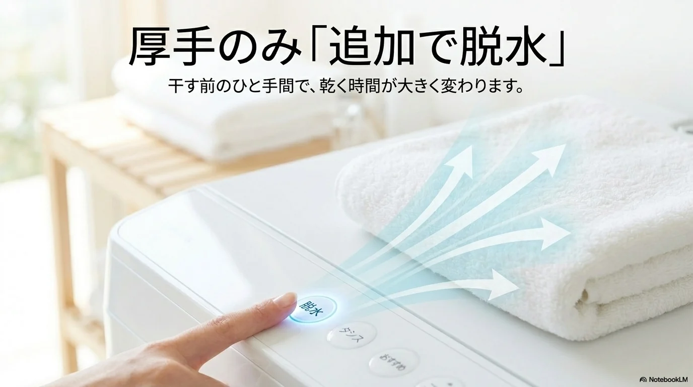 厚手の洗濯物だけ追加脱水を検討する