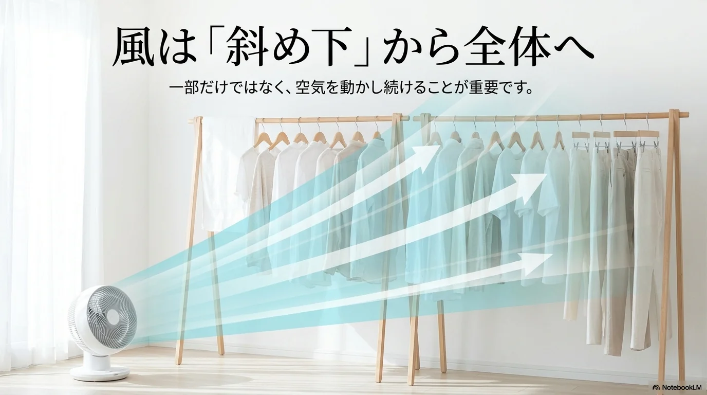 扇風機やサーキュレーターは斜め下から全体へ風を送る