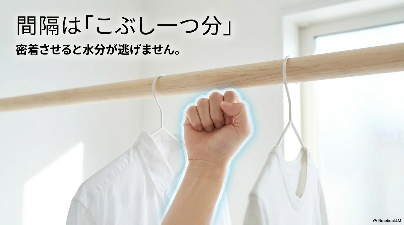 洗濯物の間隔はこぶし一つ分を目安に空ける