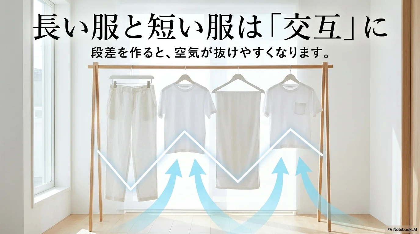 長い服と短い服を交互にして空気を通しやすくする
