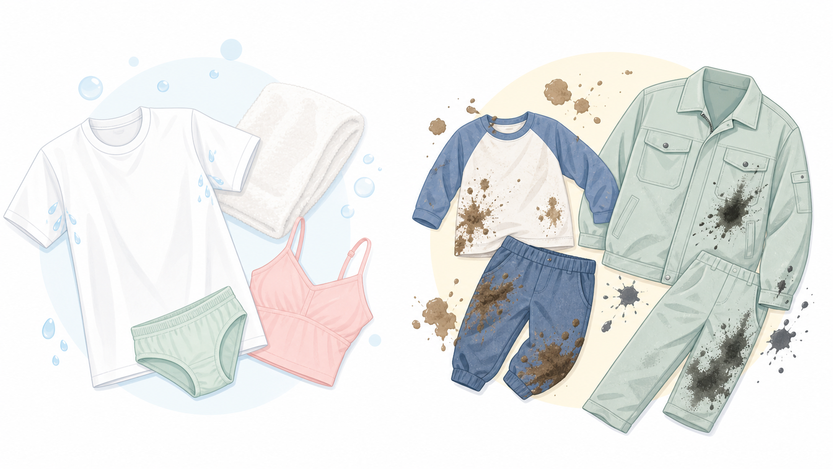 セスキ洗濯に向く軽い汚れと向かない強い汚れを分けた図解
