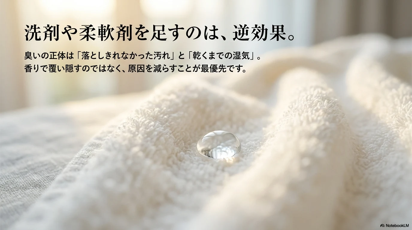 タオルの臭いに洗剤や柔軟剤を足しすぎない注意点