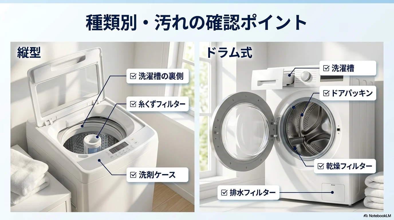 縦型洗濯機とドラム式洗濯機で確認したい洗濯槽掃除のポイント
